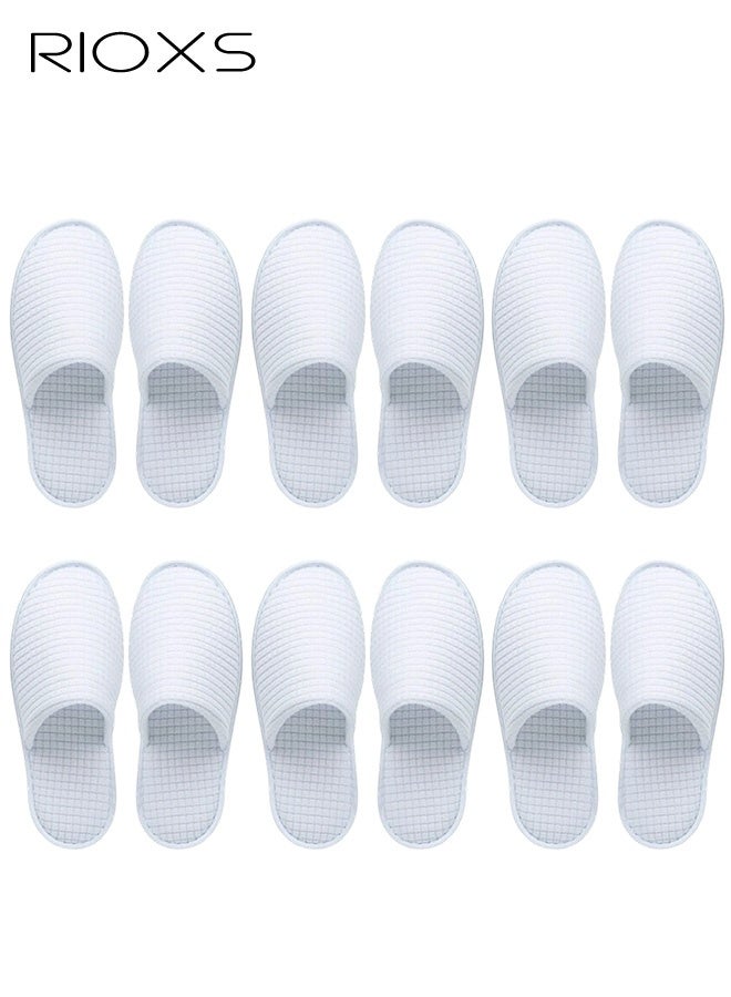 RIOXS 6 Pairs Slippers, Unisex Half Slippers, Non Slip Disposable Slippers For Guest, Reusable Washable Indoor Flats, Mens Womens Slippers, Spa Slippers Guest Slippers For Hotel/ Wedding Party, House Slippers For Bathroom Bedroom, Travel Slippers, Family Closed-toes Half Slippers, White - Image 1
